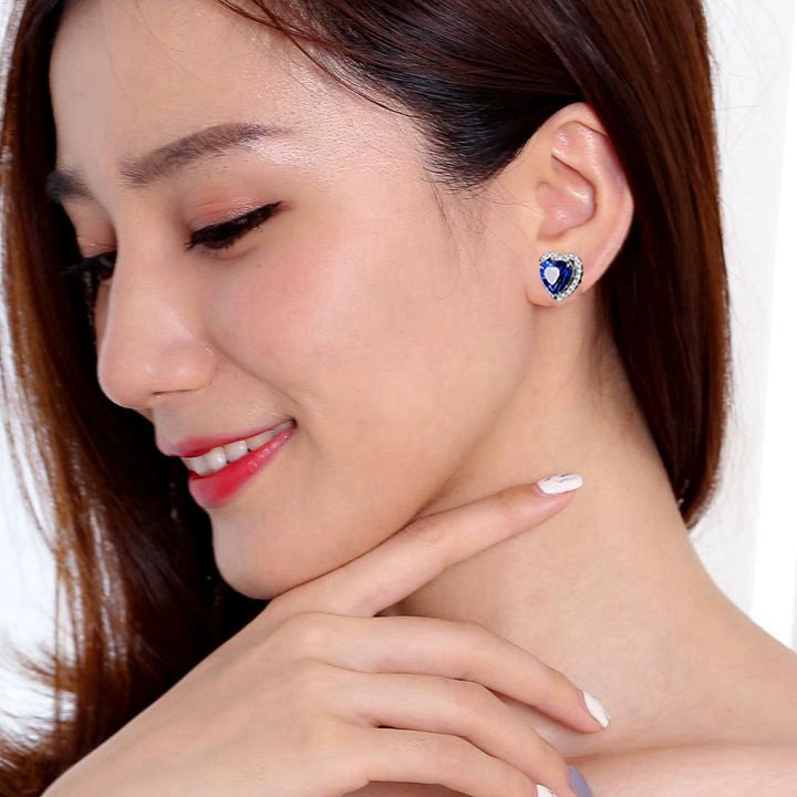 Sapphire Stud Earrings for Women Day South Korea Sterling Silver 18K Gold Plating Elegant Color Gemstone Earrings Fashion Tanzanite Earrings