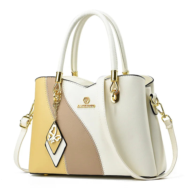 Fashion Contrasting Handbag | Large Capacity Temperament Elegant Mother Bag & Middle-Aged Shoulder Bag