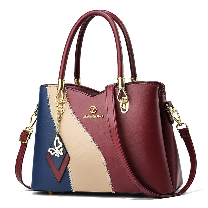 Fashion Contrasting Handbag | Large Capacity Temperament Elegant Mother Bag & Middle-Aged Shoulder Bag