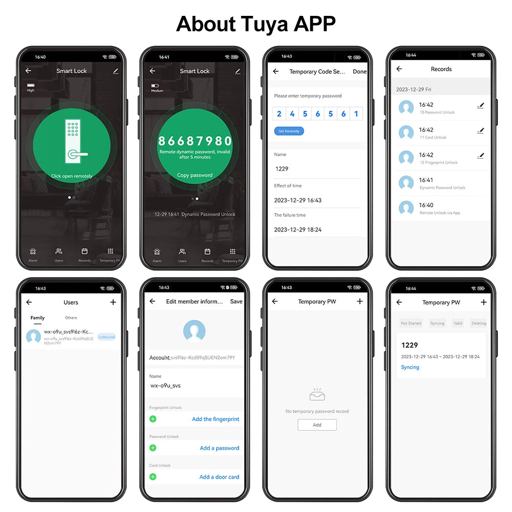 WiFi Tuya APP Biometric Fingerprint Smart Door Lock Password RFID IC Card Keyless Remote Unlocking Dead Bolt Electronic Locks