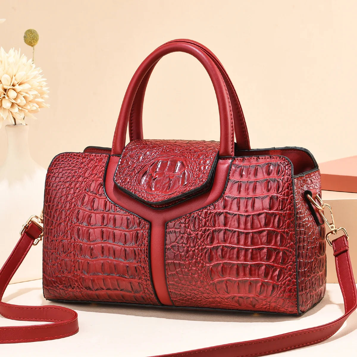 Bag Women New Fashion Crocodile Pattern Handbag | Large Capacity Casual Shoulder Messenger Bag (Purses & Handbags)
