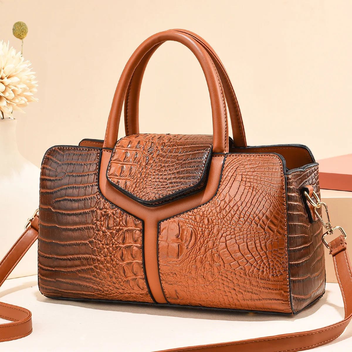 Bag Women New Fashion Crocodile Pattern Handbag | Large Capacity Casual Shoulder Messenger Bag (Purses & Handbags)