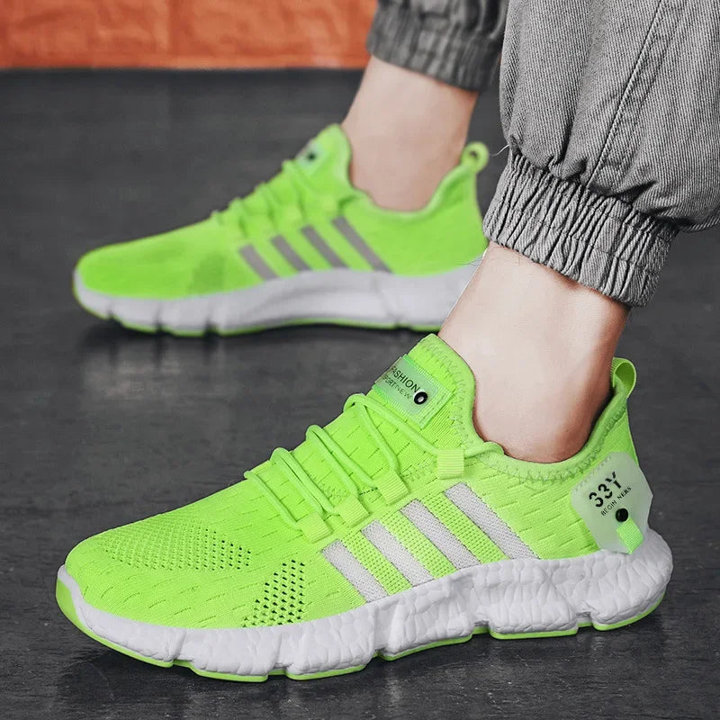 Breathable Casual Men Shoes Lightweiht Men Sneakers Mesh Fluorescent Tennis Shoes for Men Comfortable Jogging Sport Shoes 2023