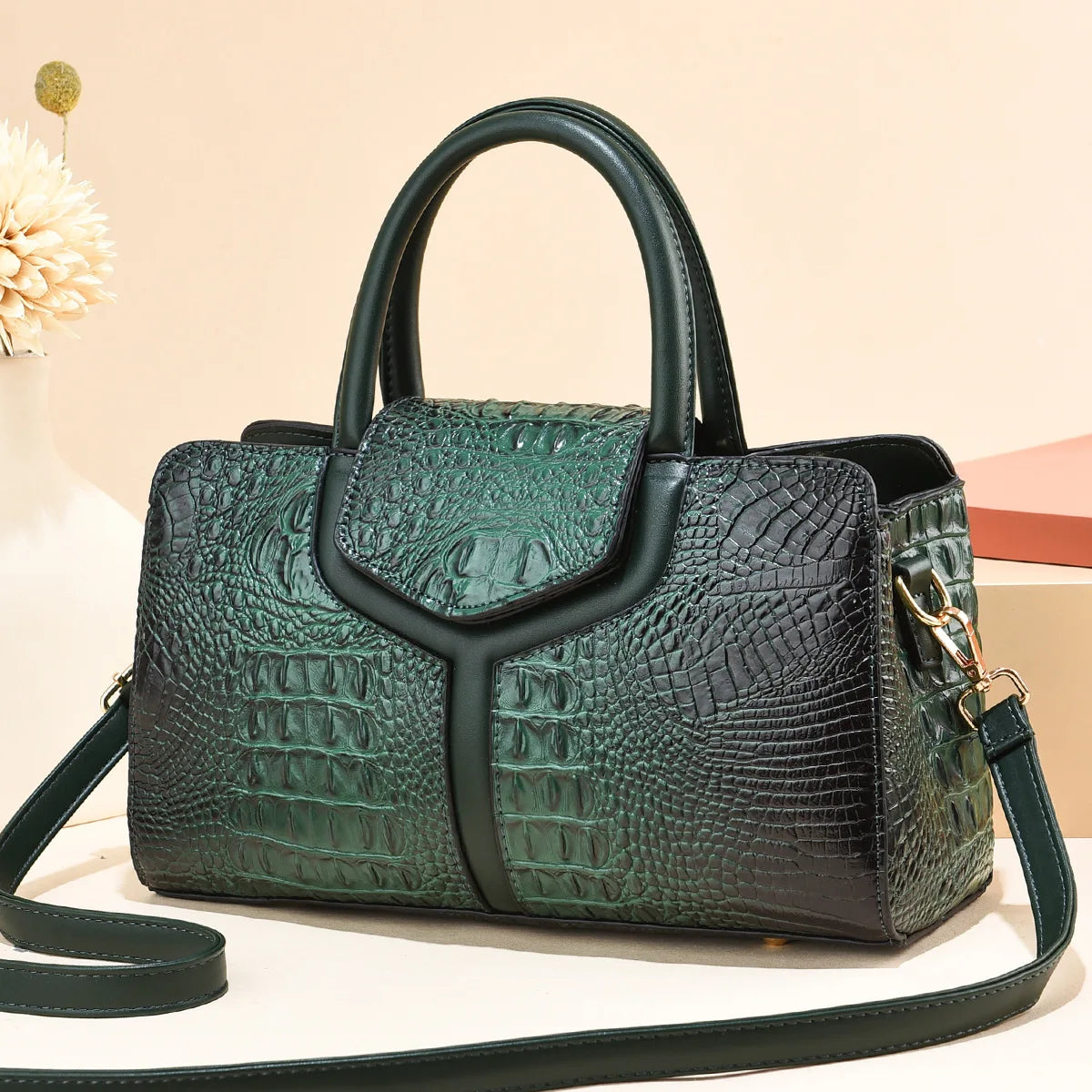 Bag Women New Fashion Crocodile Pattern Handbag | Large Capacity Casual Shoulder Messenger Bag (Purses & Handbags)