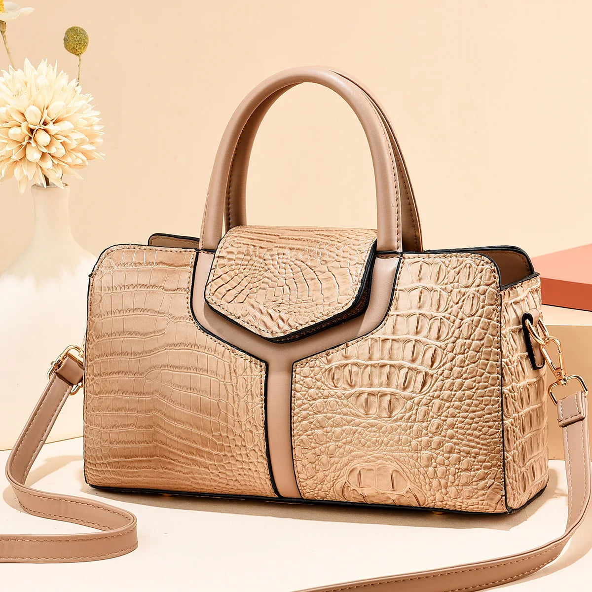 Bag Women New Fashion Crocodile Pattern Handbag | Large Capacity Casual Shoulder Messenger Bag (Purses & Handbags)