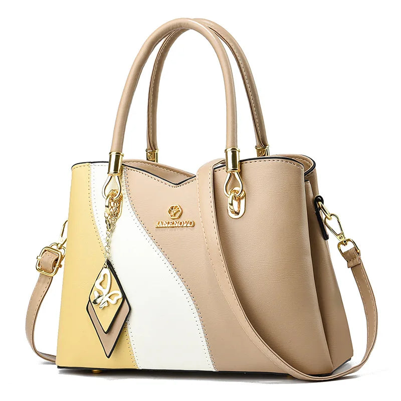 Fashion Contrasting Handbag | Large Capacity Temperament Elegant Mother Bag & Middle-Aged Shoulder Bag