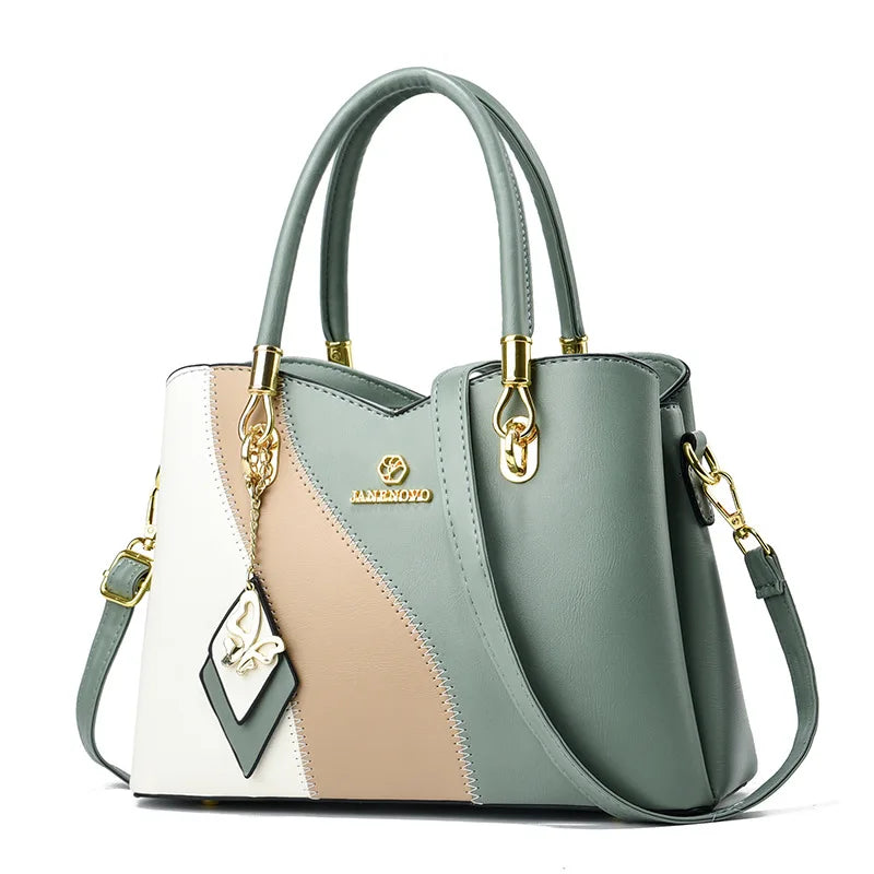 Fashion Contrasting Handbag | Large Capacity Temperament Elegant Mother Bag & Middle-Aged Shoulder Bag