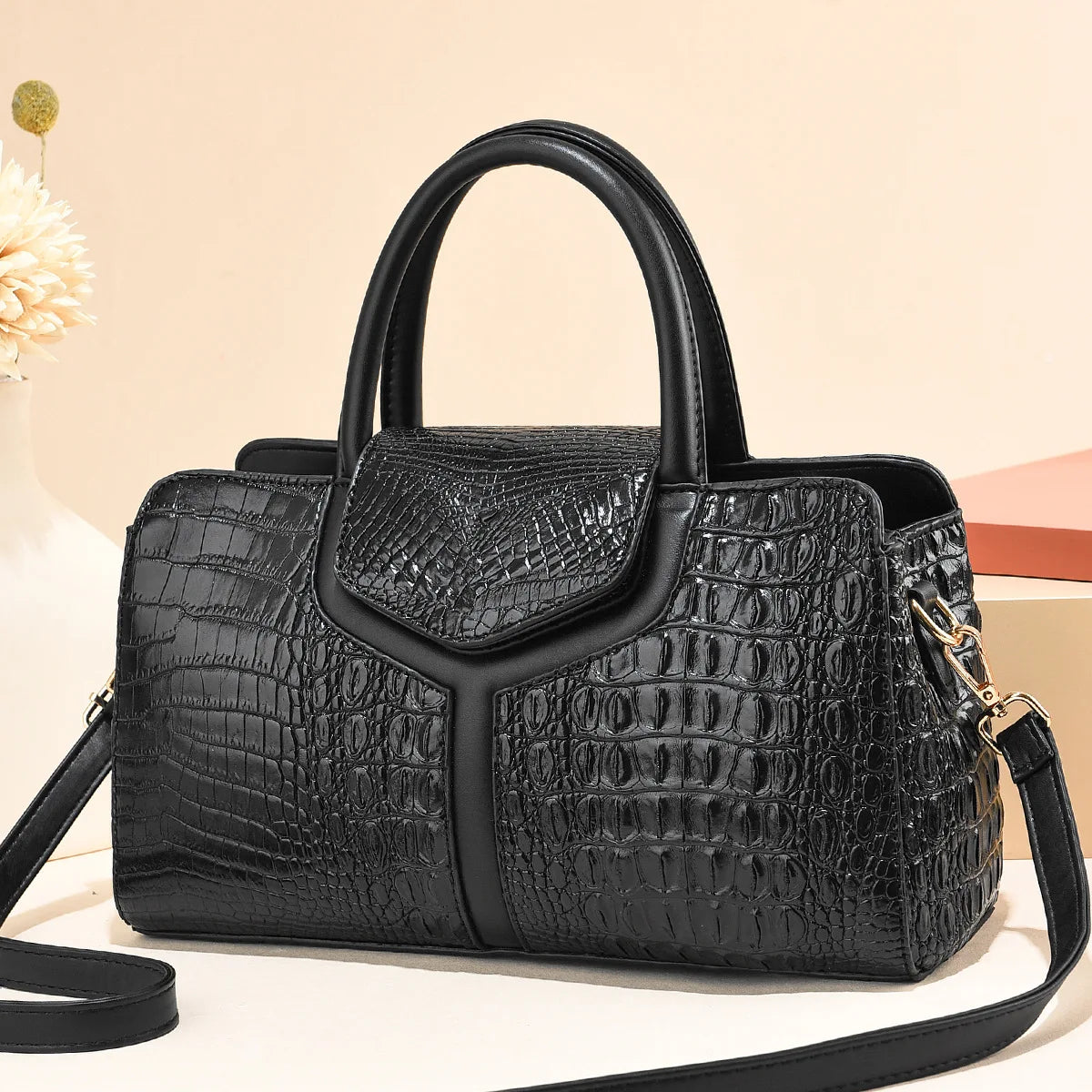 Bag Women New Fashion Crocodile Pattern Handbag | Large Capacity Casual Shoulder Messenger Bag (Purses & Handbags)