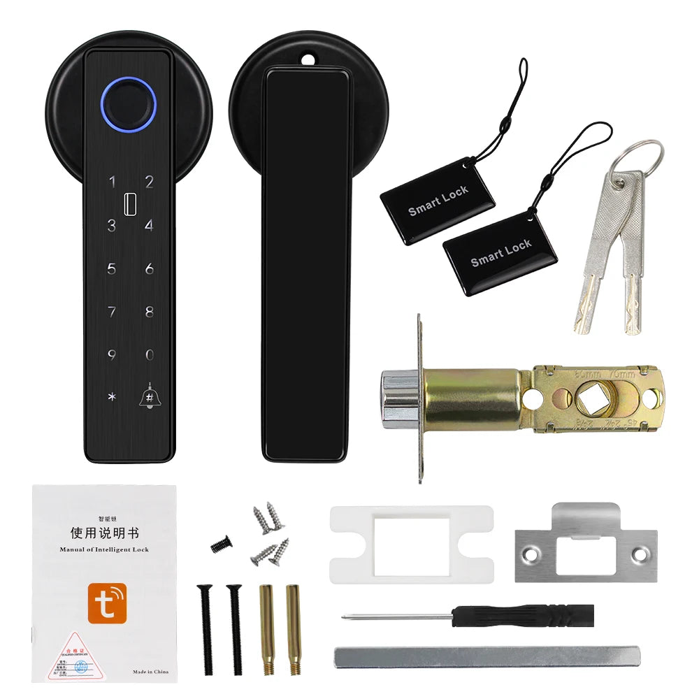 WiFi Tuya APP Biometric Fingerprint Smart Door Lock Password RFID IC Card Keyless Remote Unlocking Dead Bolt Electronic Locks