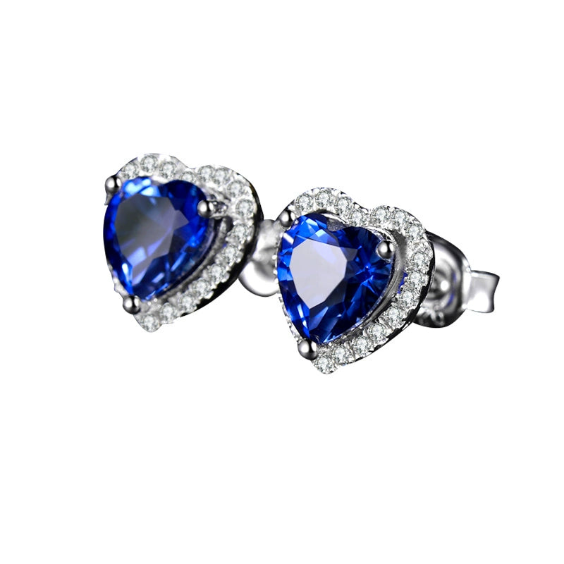 Sapphire Stud Earrings for Women Day South Korea Sterling Silver 18K Gold Plating Elegant Color Gemstone Earrings Fashion Tanzanite Earrings