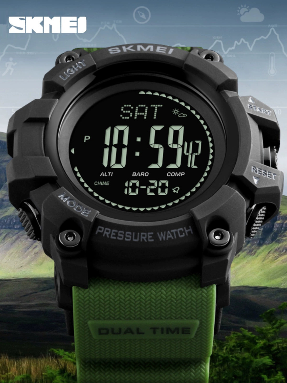 Weather Forecast Altitude Barometer Thermometer Electronic Watch Adventure Field Outdoor Compass Sports Waterproof Men's Table