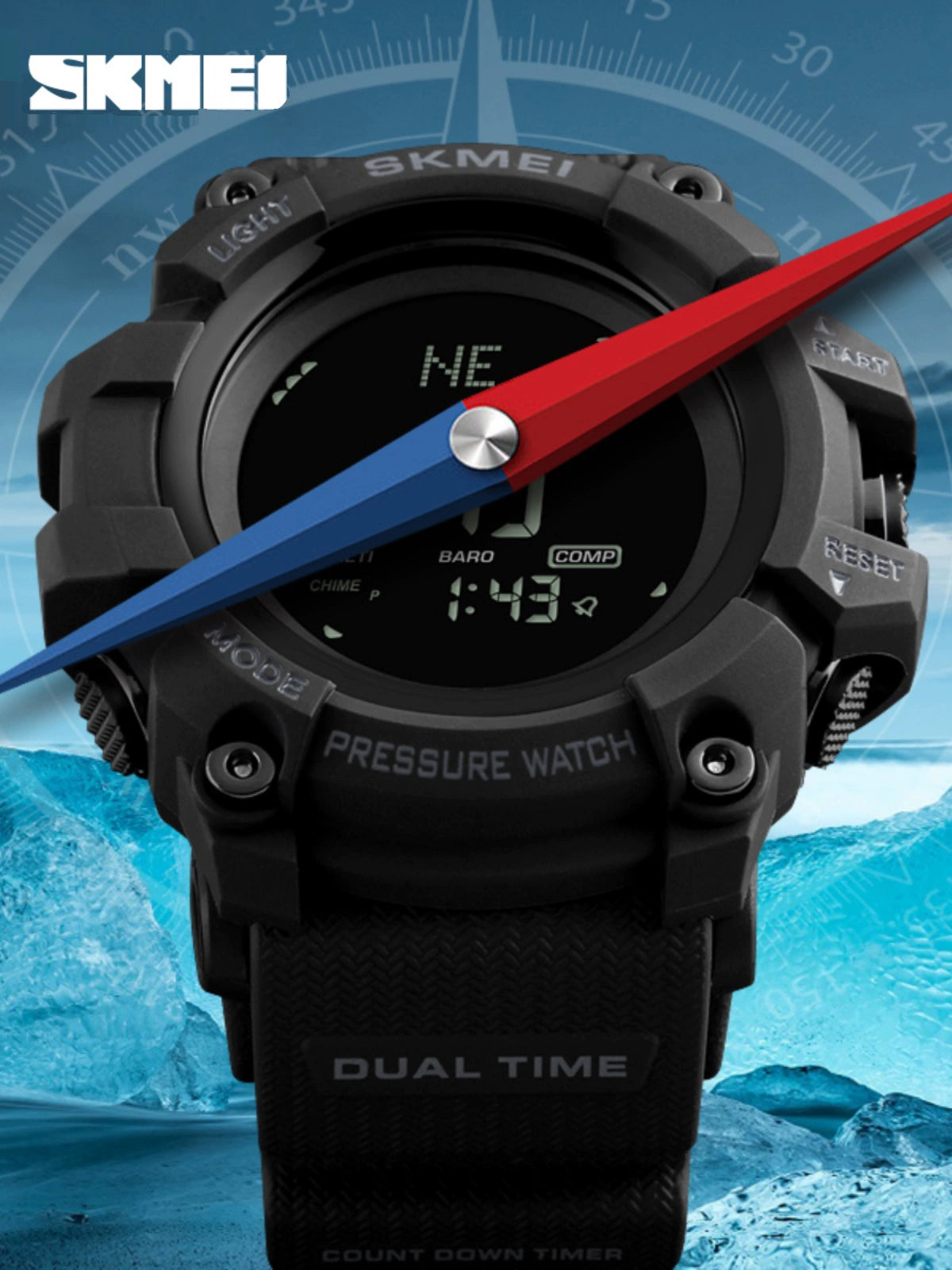 Weather Forecast Altitude Barometer Thermometer Electronic Watch Adventure Field Outdoor Compass Sports Waterproof Men's Table