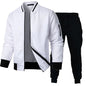 Autumn Mens Long Sleeve Zipper Jacket Set Stand Up Coats Outdoor Sport Sweatwear Winter Warm Collar Sweatshirts 2 Piece Suit