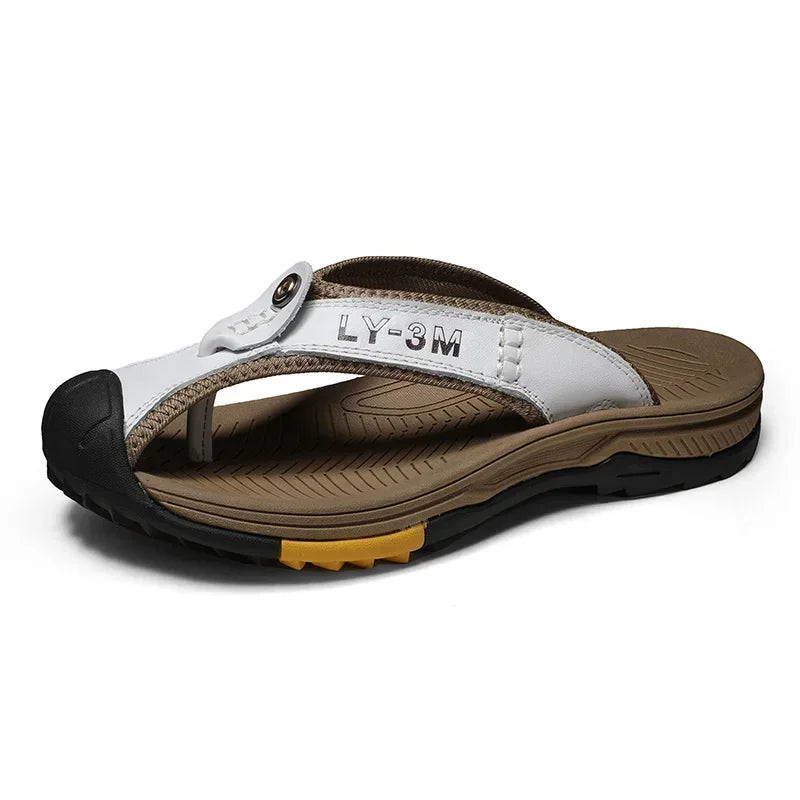Vanmie Genuine Cow Leather Shoes Men Sandals Men Slippers Anti-slip Summer Fashion Slippers for Men Luxury Casual Summer Shoes
