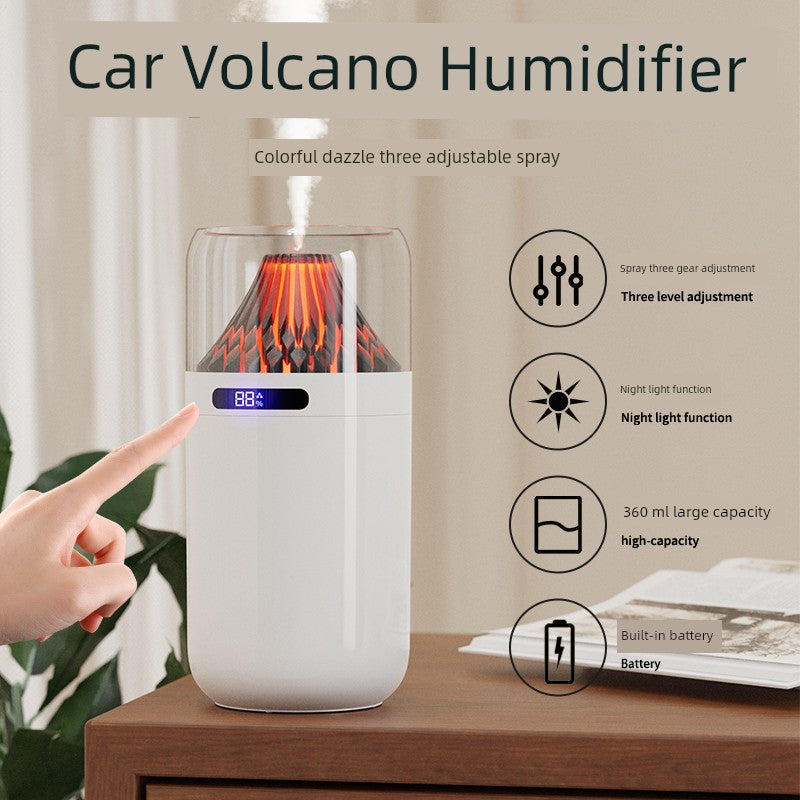 New Volcano Humidifier For Home Colorful Aroma Diffuser USB Charging Desktop and Car-Mounted Fragrance and Hydrating Atmosphere Night Light