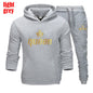 King and Queen Printed Hooded Suits for Couple, Hoodie and Pants, Valentine's Day Present, Fashion Suit, Autumn, Winter, 2 Pcs