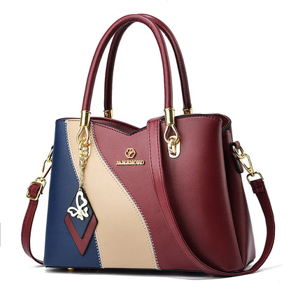 Fashion Contrasting Handbag | Large Capacity Temperament Elegant Mother Bag & Middle-Aged Shoulder Bag