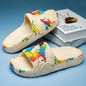 Summer Men Slippers Indoor Couples Non-slip Bathroom Flats Outdoor Beach Slides Graffiti Thick Sole Creative Casual Footwear