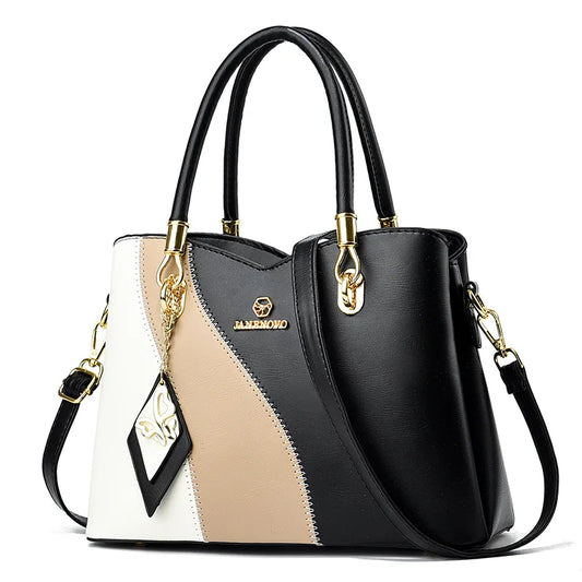Fashion Contrasting Handbag | Large Capacity Temperament Elegant Mother Bag & Middle-Aged Shoulder Bag