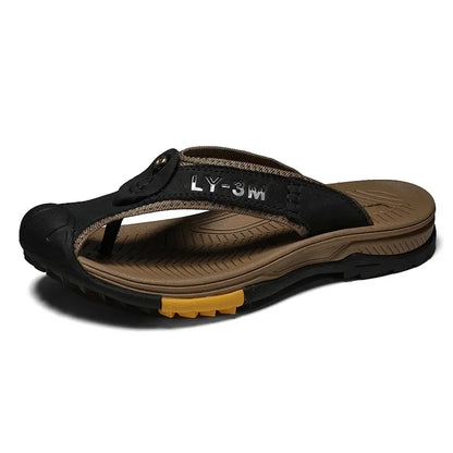 Vanmie Genuine Cow Leather Shoes Men Sandals Men Slippers Anti-slip Summer Fashion Slippers for Men Luxury Casual Summer Shoes