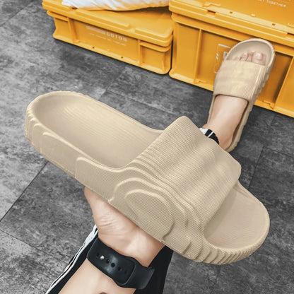 Summer Men Slippers Indoor Couples Non-slip Bathroom Flats Outdoor Beach Slides Graffiti Thick Sole Creative Casual Footwear