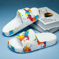 Summer Men Slippers Indoor Couples Non-slip Bathroom Flats Outdoor Beach Slides Graffiti Thick Sole Creative Casual Footwear