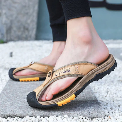 Vanmie Genuine Cow Leather Shoes Men Sandals Men Slippers Anti-slip Summer Fashion Slippers for Men Luxury Casual Summer Shoes