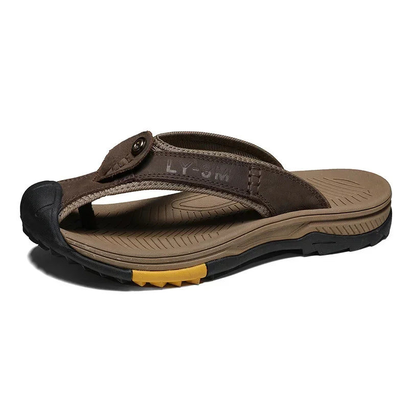 Vanmie Genuine Cow Leather Shoes Men Sandals Men Slippers Anti-slip Summer Fashion Slippers for Men Luxury Casual Summer Shoes