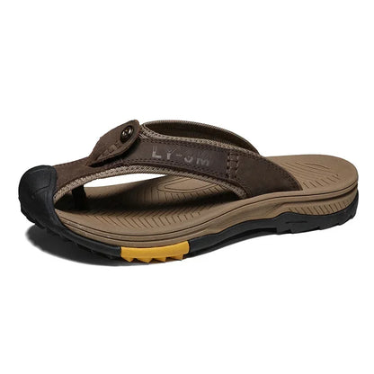 Vanmie Genuine Cow Leather Shoes Men Sandals Men Slippers Anti-slip Summer Fashion Slippers for Men Luxury Casual Summer Shoes