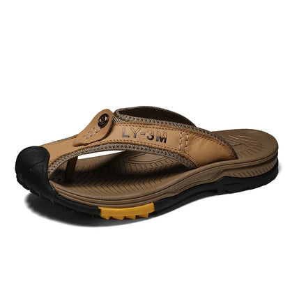 Vanmie Genuine Cow Leather Shoes Men Sandals Men Slippers Anti-slip Summer Fashion Slippers for Men Luxury Casual Summer Shoes