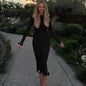 Long Sleeve Maxi Dress – Slim Fit with Pleats & Backless Cut - MollieNMary LLC brands