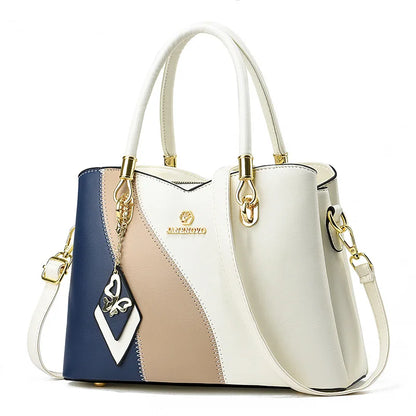 Fashion Contrasting Handbag | Large Capacity Temperament Elegant Mother Bag & Middle-Aged Shoulder Bag