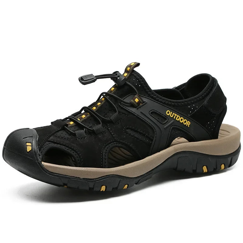 Outdoor Genuine Leather Men's Sandals High-quality Summer Non-slip Beach Shoes Sneakers Men Walking Mountaineering Travel Shoes