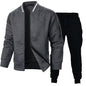 Autumn Mens Long Sleeve Zipper Jacket Set Stand Up Coats Outdoor Sport Sweatwear Winter Warm Collar Sweatshirts 2 Piece Suit